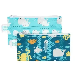 Bumkins Sacos de lanche reutilizáveis com 2 pacotes, amigos do mar/baleias longe New