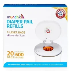 Munchkin Sacos de recarga de balde de fraldas Arm & Hammer, pacote com 20, porões Hot