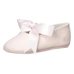 Ralph Lauren Sapatos de berço bebê - meninas Briley de couro com detalhe de laço, rosa Fashion