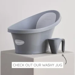 Shnuggle - Newborn Baby Bath With Plug, Pebble Grey New