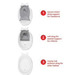 Skip Hop - Banheira para bebê, banheira inteligente de 3 estágios, conjunto essencial para banho de bebê Moby, White e Moby, cinza Best