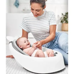 Skip Hop - Banheira para bebê, banheira inteligente de 3 estágios, conjunto essencial para banho de bebê Moby, White e Moby, cinza Best