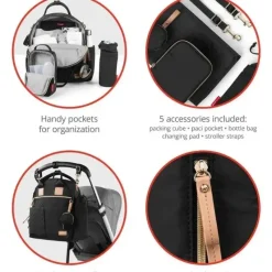 Skip Hop - Conjunto de mochila e bolsa para fraldas Suite, preto Sale