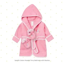 SpaSilk - Roupão felpudo 100% algodão com capuz e botinhas para bebê, tamanho único, peixe rosa Outlet