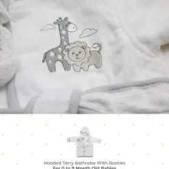 SpaSilk - Roupão felpudo 100% algodão com capuz e botinhas para bebê, tamanho único, leão branco Best