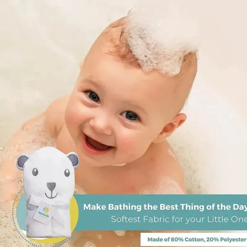 spasilk__urso_toalha_anim_SKU3LS6Ihnb_1.webp SpaSilk - Urso Toalha Animal com Capuz, Branco Clearance