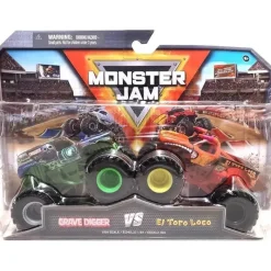 Spin Master - Monster Jam, Monster Trucks fundidos, 2 pacotes Série 24, Grave Digger vs El Toro Loco, maiores de 3 anos Best