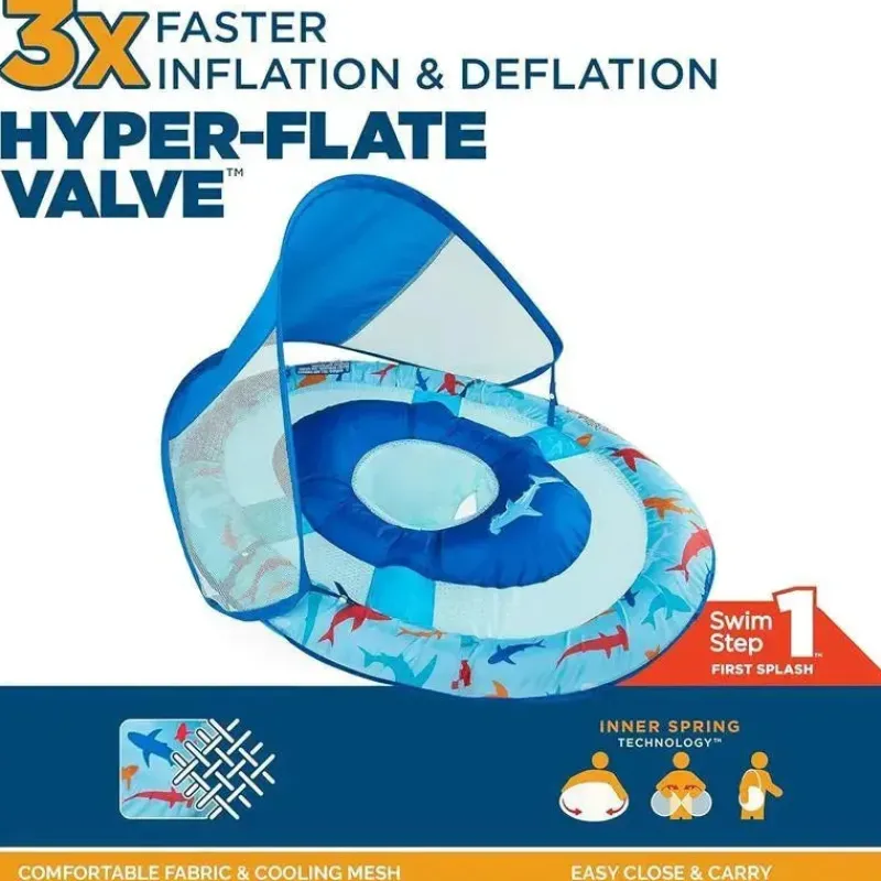 spin_master__swimways_sun_SKU3WnLn2SQ_1.webp Spin Master - Swimways Sun Canopy Inflável Bebê Flutuador de Primavera para Crianças de 9 a 24 Meses, Tubarão New