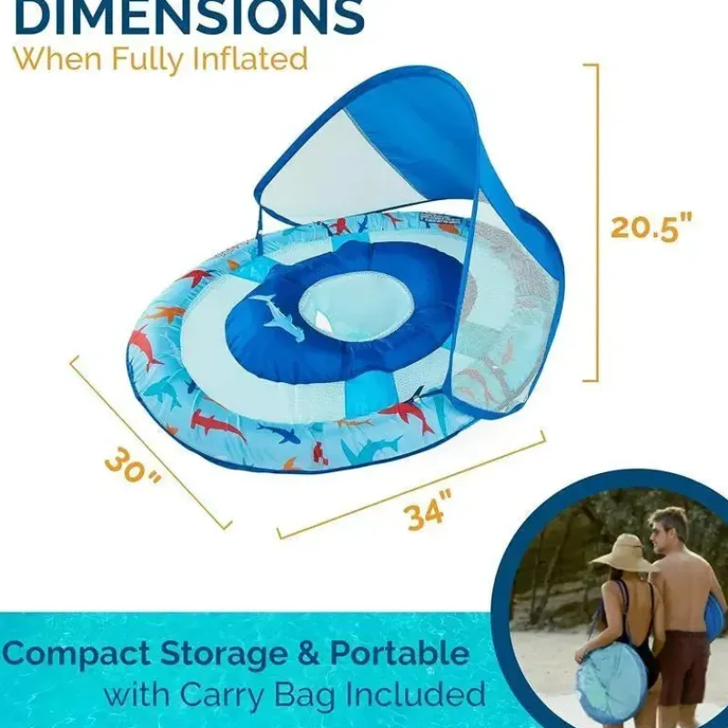 spin_master__swimways_sun_SKU3WnLn2SQ_3.webp Spin Master - Swimways Sun Canopy Inflável Bebê Flutuador de Primavera para Crianças de 9 a 24 Meses, Tubarão New