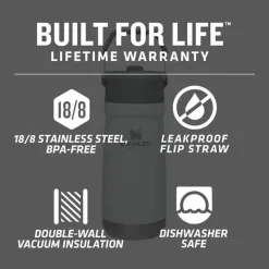 Stanley - garrafa de aço inoxidável IceFlow de 17 onças com canudo, polar Hot