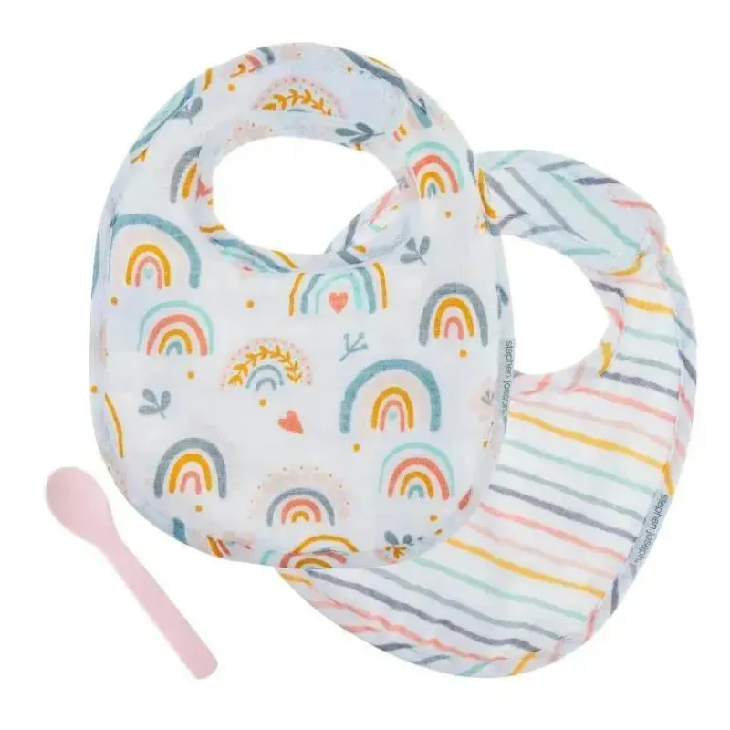 stephen_joseph__conjunto__SKUUaHhqMDc_0.webp Stephen Joseph - Conjunto de babador de musselina, arco-íris Fashion