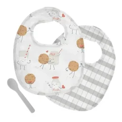 Stephen Joseph - Conjunto de babadores de musselina, leite e biscoitos Fashion
