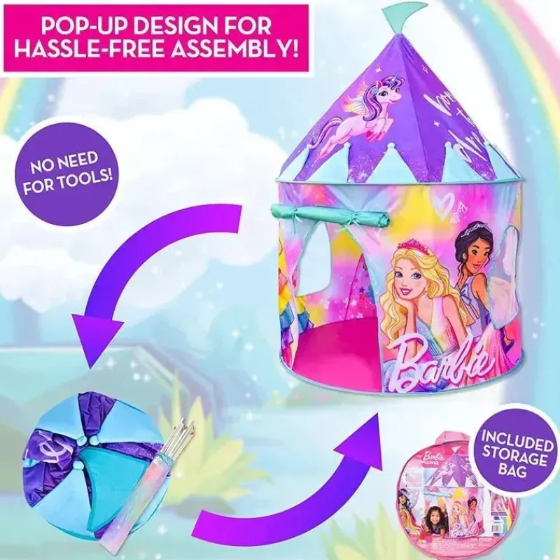 sunny_days__barbie_pop_up_SKUKwZTAVkA_4.webp Sunny Days Entertainment,LLC Sunny Days - Barbie Pop Up Castle Dreamtopia Pink Princess Play Tenda Online