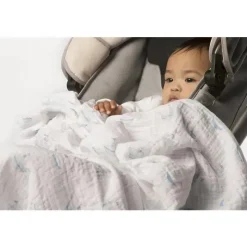 Swaddle Designs - Cobertor de musselina com pontos franceses azuis Hot