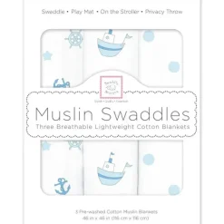 Swaddle Designs - 3Pk mantas de musselina, pequenos navios Outlet