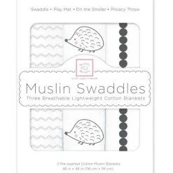 Swaddle Designs - 3Pk mantas de musselina, ouriço e caipira Fashion