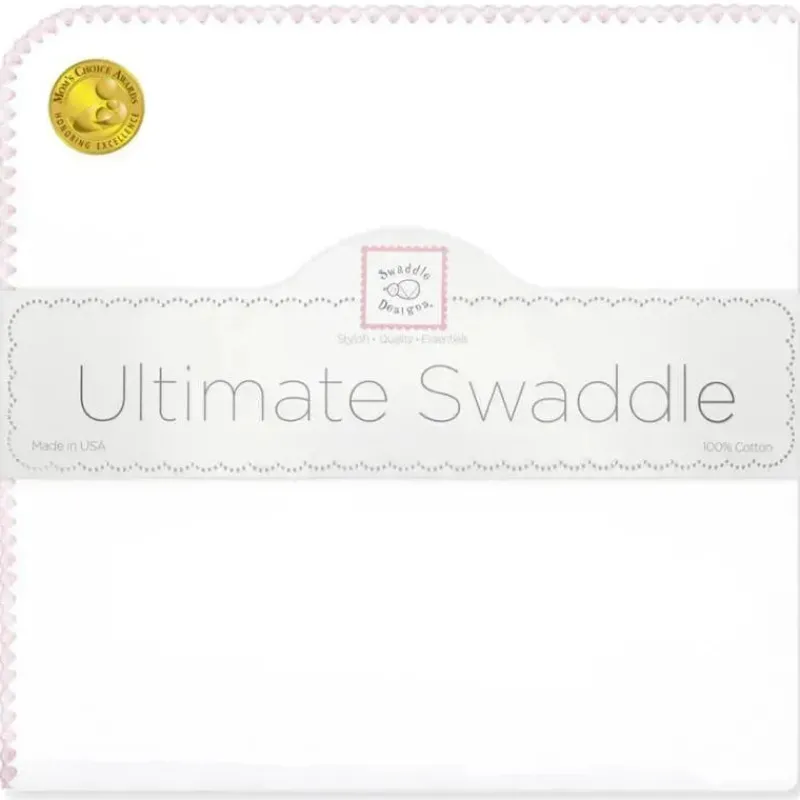 swaddle_designs__ultimate_SKUKeJVz2HN_0.webp Swaddle Designs – Ultimate Swaddle Blanket, branco com acabamento em rosa pastel Hot