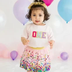 Sweet Wink – Camiseta de manga curta com patch de primeiro aniversário para crianças Discount
