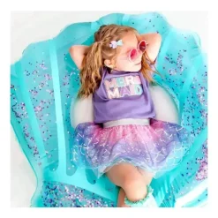 Sweet Wink – Camiseta infantil de manga curta com patch de sereia New