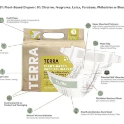 Terra Baby Terra - Fraldas 20Ct 85% Vegetais, Tamanho 3 Clearance