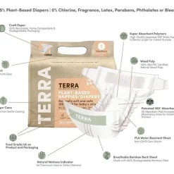 Terra Baby Terra - Fraldas para recém-nascidos 24Ct 85% à base de plantas, tamanho 1 Discount