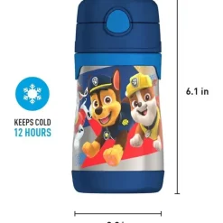 Thermos - Garrafa de canudo de aço inoxidável com isolamento a vácuo de 10 onças, Paw Patrol Boy Best