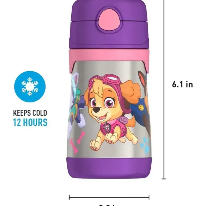 thermos__garrafa_de_canud_SKU9X6ijcoe_2.webp Thermos - Garrafa de canudo de aço inoxidável com isolamento a vácuo de 10 onças, Paw Patrol Girl Clearance
