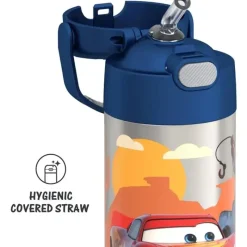 Thermos - Garrafa de canudo de aço inoxidável com isolamento a vácuo de 12 onças, carros New