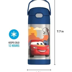 Thermos - Garrafa de canudo de aço inoxidável com isolamento a vácuo de 12 onças, carros New