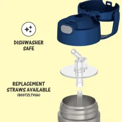 Thermos - Garrafa de canudo de aço inoxidável com isolamento a vácuo de 12 onças, carros New