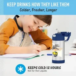 Thermos - Garrafa de canudo de aço inoxidável com isolamento a vácuo de 12 onças, Jurassic World Hot