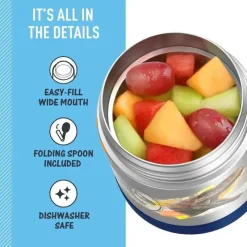 Thermos - Pote de alimentos com isolamento a vácuo de aço inoxidável com colher, 10 oz, Jurassic World New
