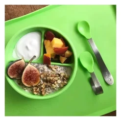 Green Sprouts Tigela de Aprendizagem de Silicone de Brotos Verdes, Cinza Fashion