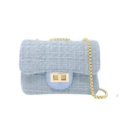 Tiny Treats - Bolsa Clássica Grande de Tweed, Azul Outlet