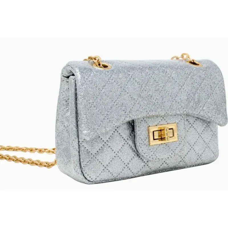 tiny_treats__classic_quil_SKU5b5doKkv_1.webp Tiny Treats - Classic Quilted Sparkle Mini Bag, Silver Clearance