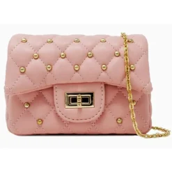Tiny Treats - Classic Quilted Stud Mini Bag, Pink Clearance