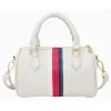 Tiny Treats - Leather Striped Duffle Handbag | White Clearance