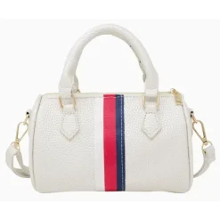 Tiny Treats - Leather Striped Duffle Handbag | White Clearance