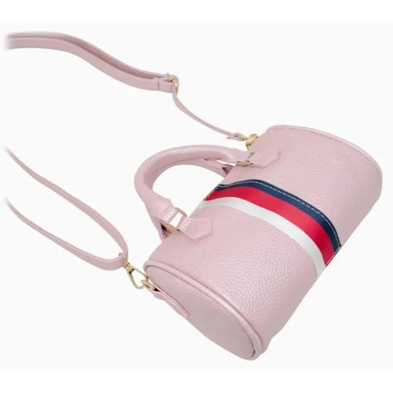 tiny_treats__leather_stri_SKU1mta4djX_3.webp Tiny Treats - Leather Striped Duffle Handbag | White Clearance