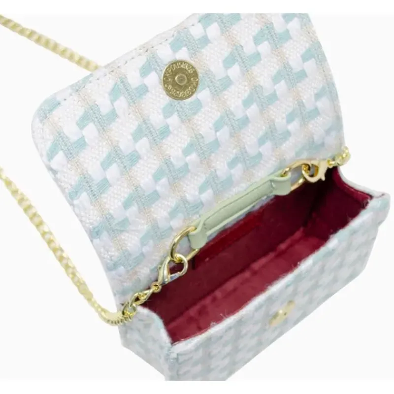 tiny_treats__tweed_pearl__SKUkTfaeJqN_4.webp Tiny Treats - Tweed Pearl Handle Bow Purse, Blue New