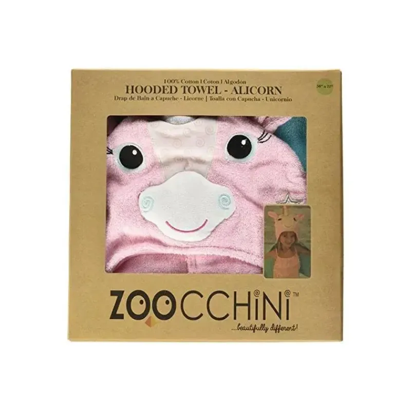 toalha_de_banho_de_pelcia_SKUQ0GeTZgD_2.webp Zoocchini Toalha de banho de pelúcia com capuz para crianças Allie the Alicorn, rosa/verde Clearance