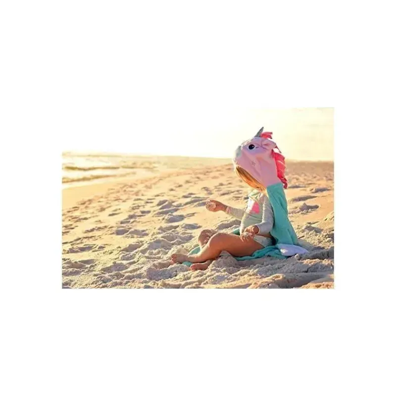 toalha_de_banho_de_pelcia_SKUQ0GeTZgD_4.webp Zoocchini Toalha de banho de pelúcia com capuz para crianças Allie the Alicorn, rosa/verde Clearance