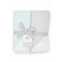 Triboro Soothe Time Toalhas de banho com capuz recém-nascido Triboro 2 peças com capuz brilhante menta/cinza para meninos Best