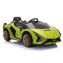 T'nok Tobbi - Carro Lamborghini infantil movido a bateria, brinquedo de passeio com controle remoto, verde Fashion