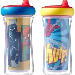 Tomy - 2 copos isolados com canudinho 9 onças, Marvel Fashion