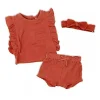 Rose Textiles Têxteis Rosa - Conjunto 3Pk Baby Girl Musselina, Terracota Fashion