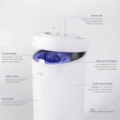 Ubbi - Balde de fraldas com trava de odor em aço, Chevron cinza New