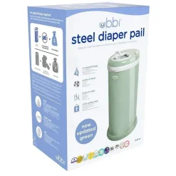 Ubbi - Balde de fraldas com trava de odor em aço, verde sálvia Best