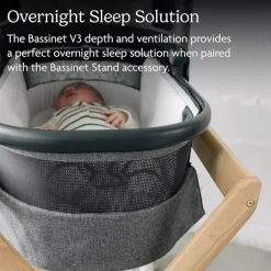 Uppababy - Bassinet V3, Compatible with Vista, Cruz, Ridge, Minu Strollers, Greyson (Charcoal Mélange/Carbon Frame) New