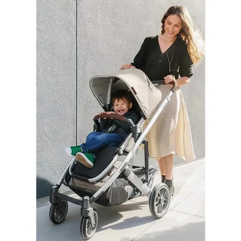 uppababy__cruz_v_stroller_SKUJ0Ysmt62_7.webp Uppababy - Cruz V2 Stroller, Declan (Oat Mélange/Silver Frame/Chestnut Leather) Clearance